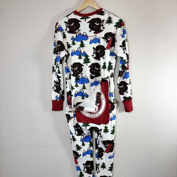 Lazy One Pajamas Size XS Red White Mammoth Flapjack Tailgate Long John - Picture 6 of 7
